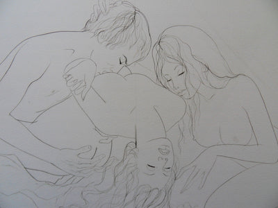 Jean-Baptiste VALADIE : Les trois amants, Gravure originale (photo de détail 2) - Crédit photo : Galerie Art.Paris