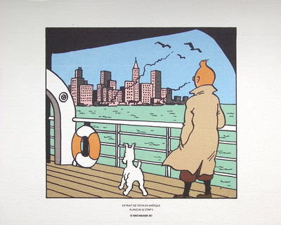  HERGE : Tintin en amérique, Lithographie originale (photo de détail 3) - Crédit photo : Galerie Art.Paris