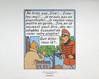  HERGE : Tintin - Le sceptre d'Ottokar, Lithographie originale (photo de détail 4) - Crédit photo : Galerie Art.Paris