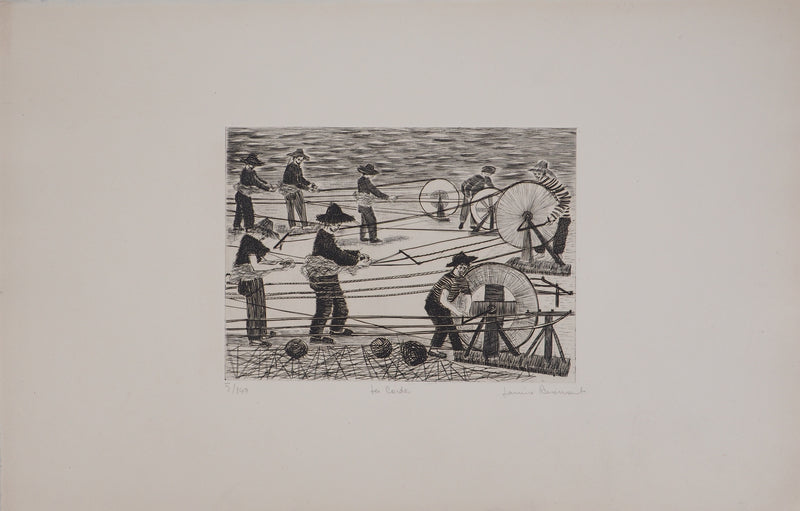 Janine ACREMANT : Chanvre, Les fabricants de corde - Gravure (détail)