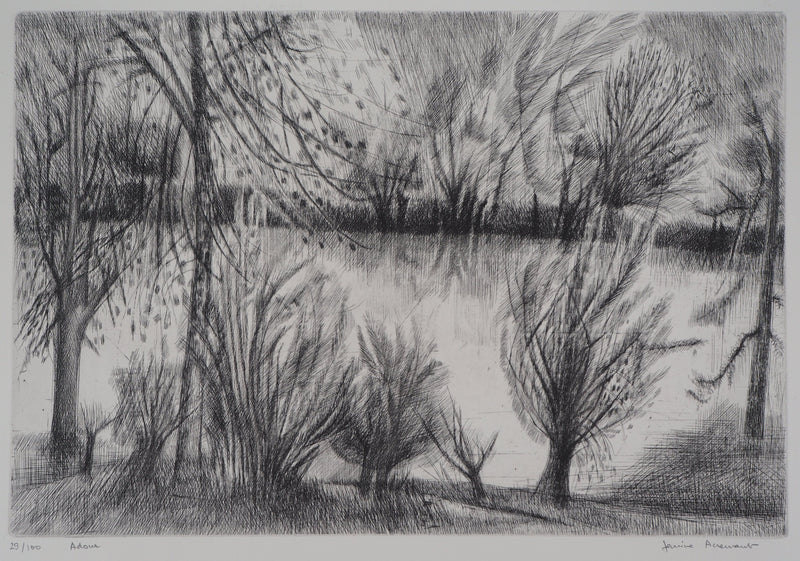 Janine ACREMANT : En forêt - Gravure
