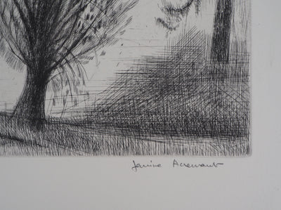 Janine ACREMANT : En forêt - Gravure (détail)