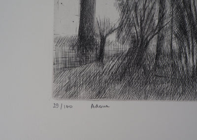 Janine ACREMANT : En forêt - Gravure (détail)