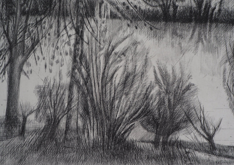 Janine ACREMANT : En forêt - Gravure (détail)
