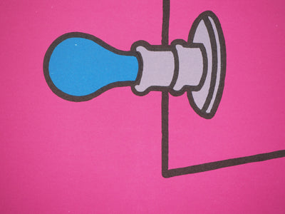 Valerio ADAMI : Ampoule bleue sur fond mauve - Affiche (détail)