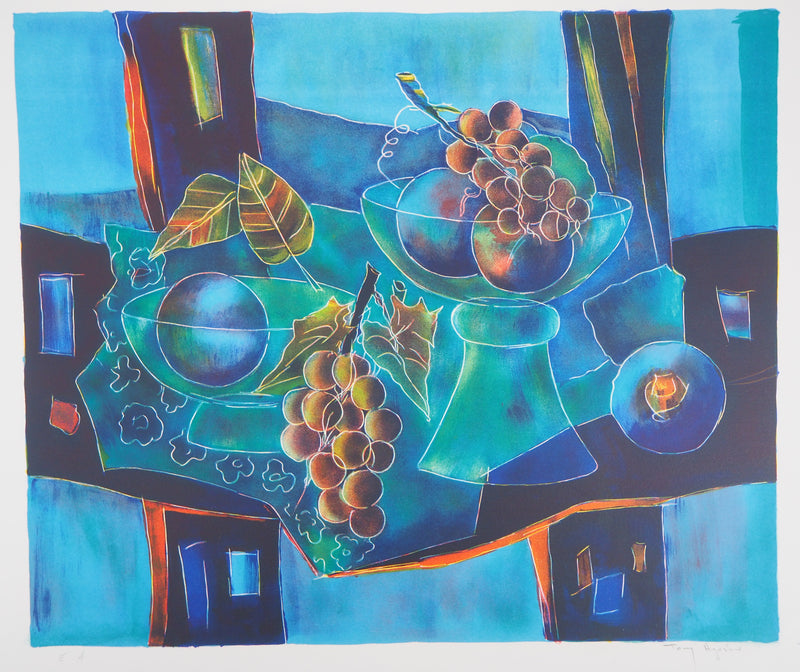 Tony AGOSTINI : Nature morte aux fruits - Lithographie (détail)