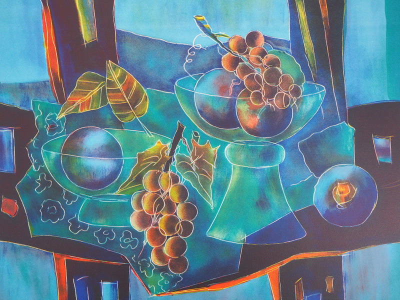 Tony AGOSTINI : Nature morte aux fruits - Lithographie (détail)