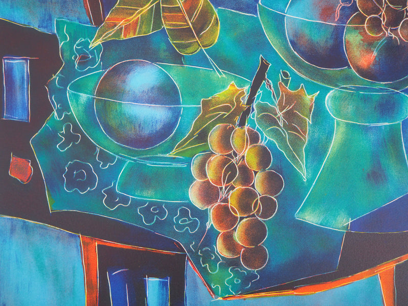 Tony AGOSTINI : Nature morte aux fruits - Lithographie (détail)