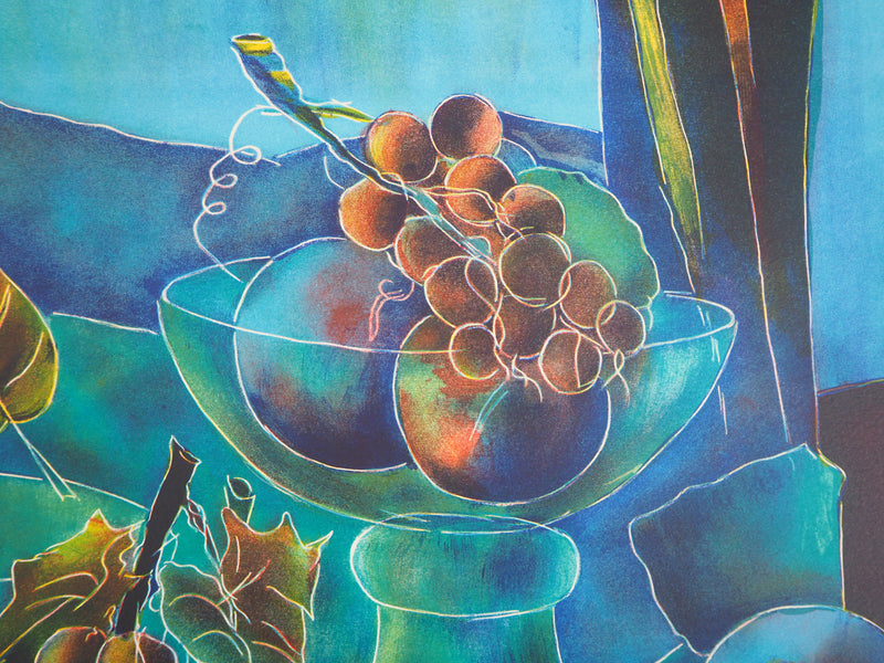 Tony AGOSTINI : Nature morte aux fruits - Lithographie (détail)