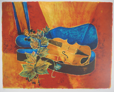 Tony AGOSTINI : Violon, Menuet d'automne - Lithographie (détail)