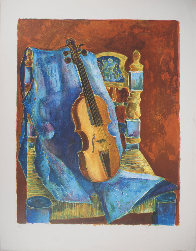 Tony AGOSTINI : Violon, le repos du Soliste - Lithographie