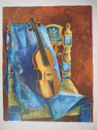 Tony AGOSTINI : Violon, le repos du Soliste - Lithographie (détail)