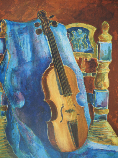 Tony AGOSTINI : Violon, le repos du Soliste - Lithographie (détail)