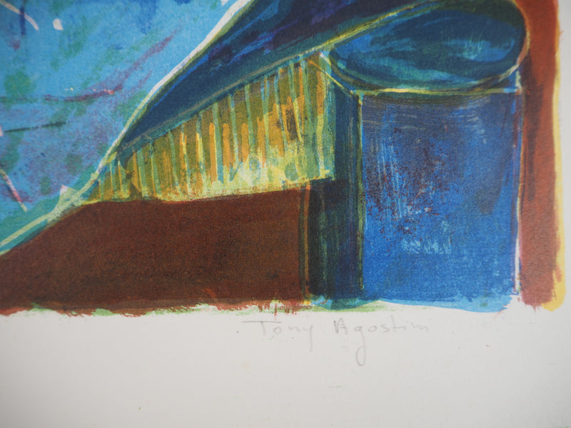Tony AGOSTINI : Violon, le repos du Soliste - Lithographie (détail)