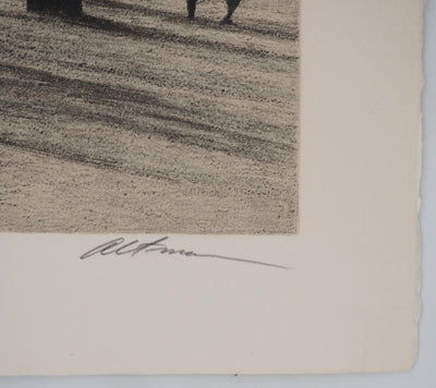Harold ALTMAN : Paris : Poneys du Parc Monceau - Lithographie (détail)