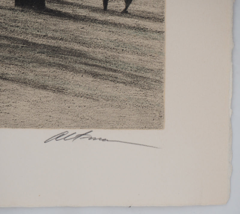 Harold ALTMAN : Paris : Poneys du Parc Monceau - Lithographie (détail)