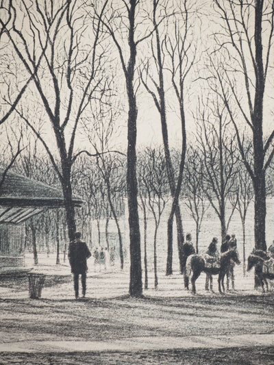 Harold ALTMAN : Paris : Poneys du Parc Monceau - Lithographie (détail)