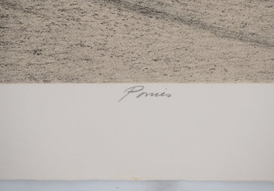 Harold ALTMAN : Paris : Poneys du Parc Monceau - Lithographie (détail)