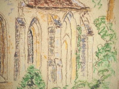  Anonyme : Clocher de Delincourt - Dessin (détail)