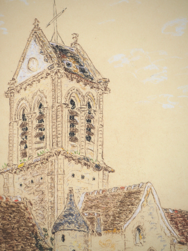  Anonyme : Clocher de Delincourt - Dessin (détail)