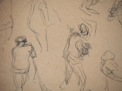  Anonyme : Esquisses de petits personnages - Dessin (détail)