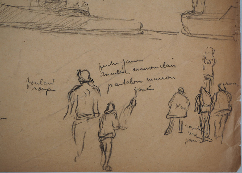  Anonyme : Esquisses de petits personnages - Dessin (détail)