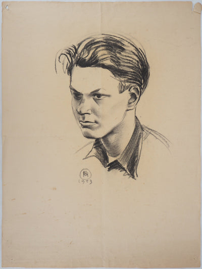  Anonyme : Jeune garçon, 1953 - Dessin (détail)