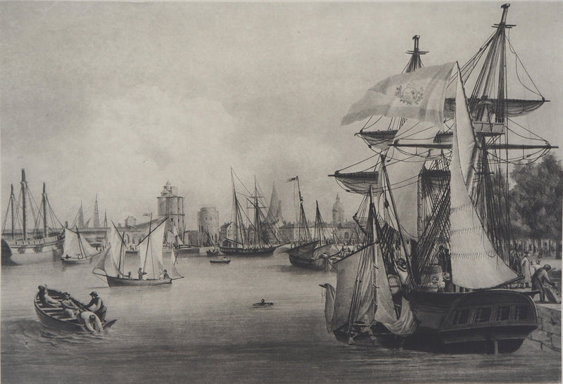  ANONYME : Vue du port de la Rochelle - Héliogravure (détail)