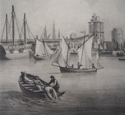  ANONYME : Vue du port de la Rochelle - Héliogravure (détail)