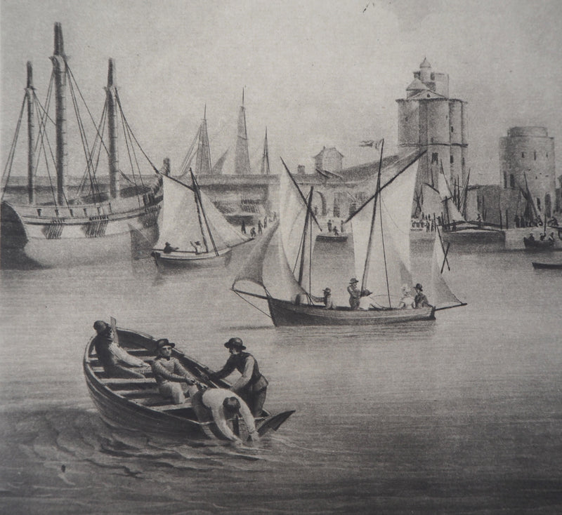  ANONYME : Vue du port de la Rochelle - Héliogravure (détail)