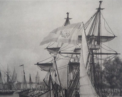  ANONYME : Vue du port de la Rochelle - Héliogravure (détail)
