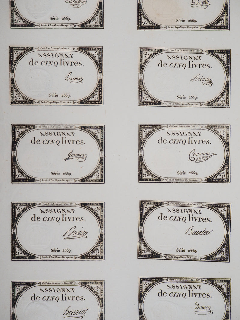  ANONYME : Assignats de 5 livres - Livre (détail)