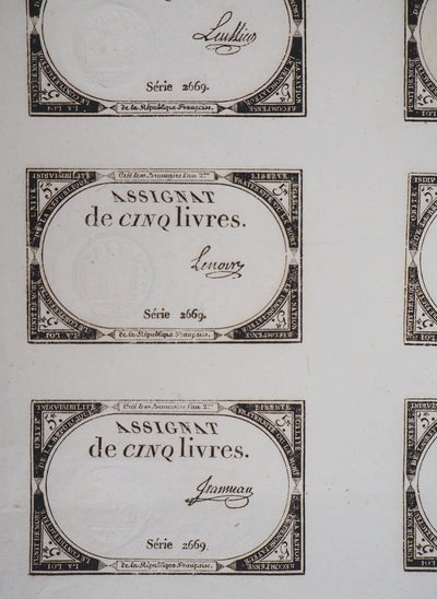  ANONYME : Assignats de 5 livres - Livre (détail)