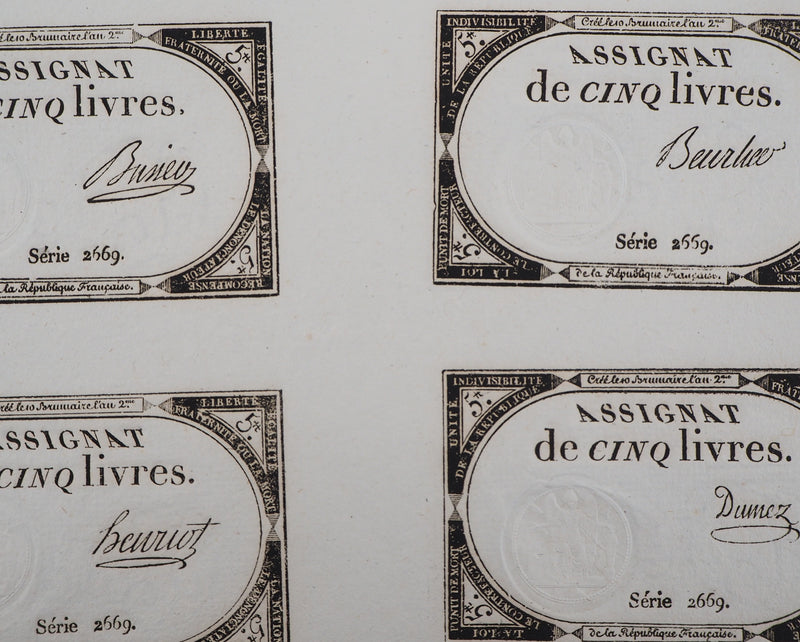  ANONYME : Assignats de 5 livres - Livre (détail)