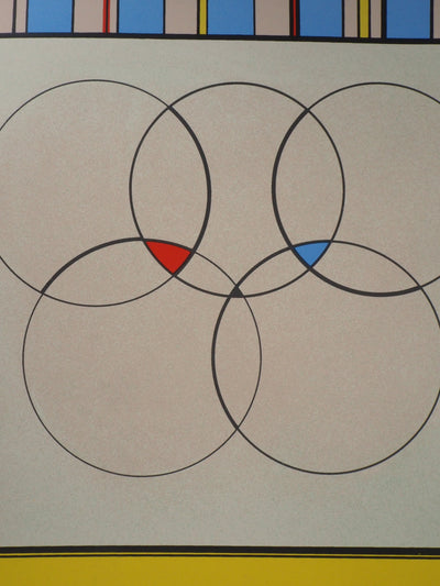 Carmelo ARDEN QUIN : Composition aux anneaux olympiques- 1992 - Lithographie (détail)
