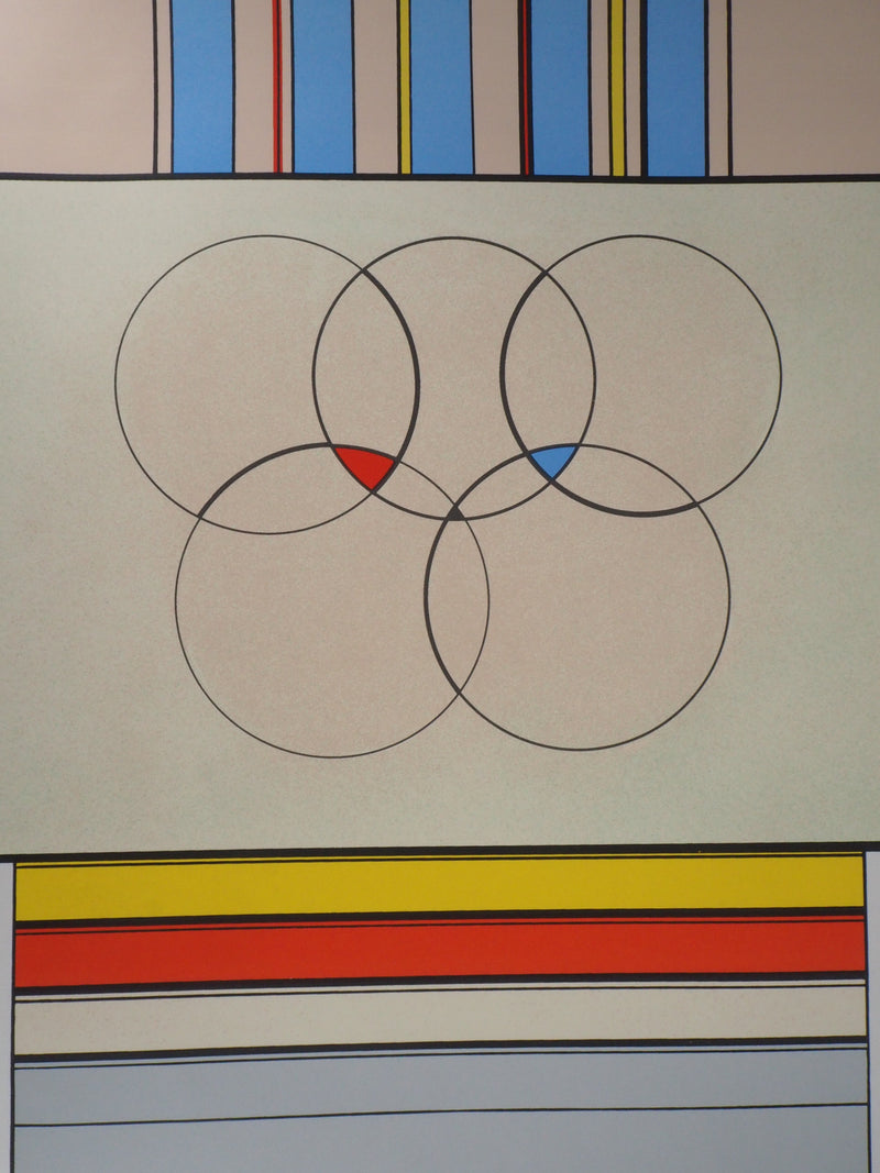 Carmelo ARDEN QUIN : Composition aux anneaux olympiques- 1992 - Lithographie (détail)