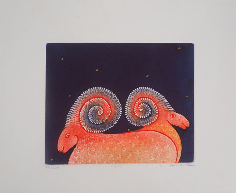 Ludmila ARMATA : Zodiaque, le Bellier - Gravure