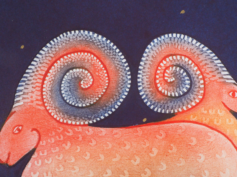 Ludmila ARMATA : Zodiaque, le Bellier - Gravure (détail)