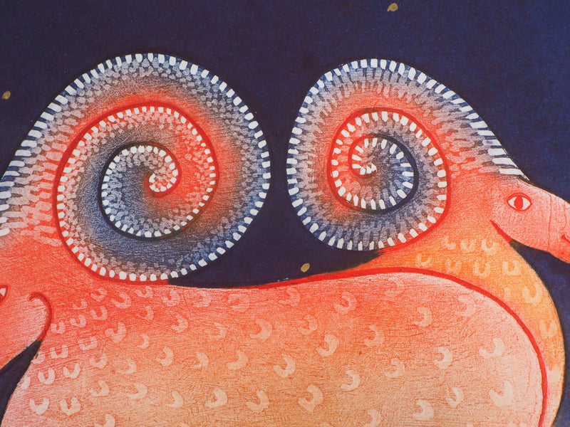 Ludmila ARMATA : Zodiaque, le Bellier - Gravure (détail)