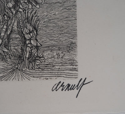 Georges ARNULF : Femme rayonnante, 1975 - Gravure (détail)