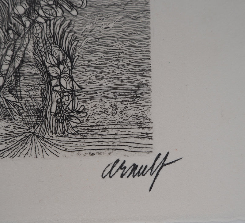 Georges ARNULF : Femme rayonnante, 1975 - Gravure (détail)