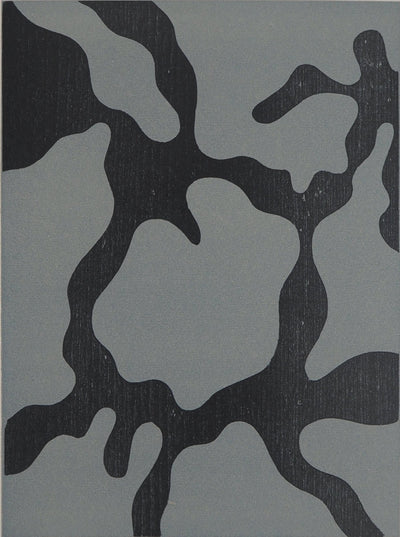 Jean ARP : Abstraction en bleu - Gravure sur bois (détail)