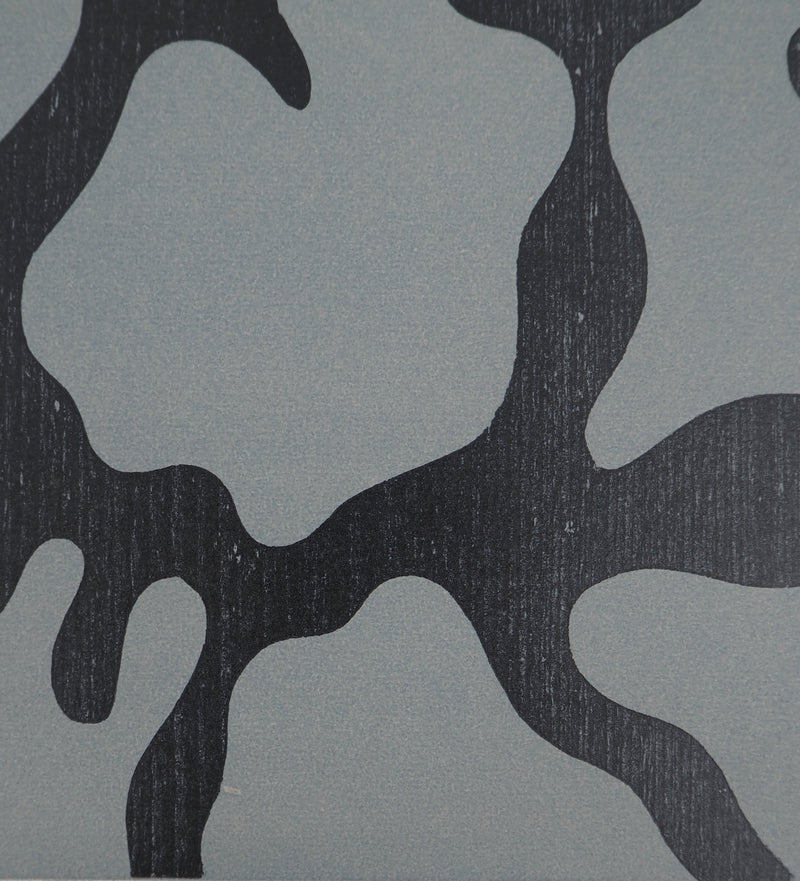 Jean ARP : Abstraction en bleu - Gravure sur bois (détail)