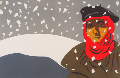 Eduardo ARROYO : Regard figé, Figure enneigé, 1984 - Lithographie