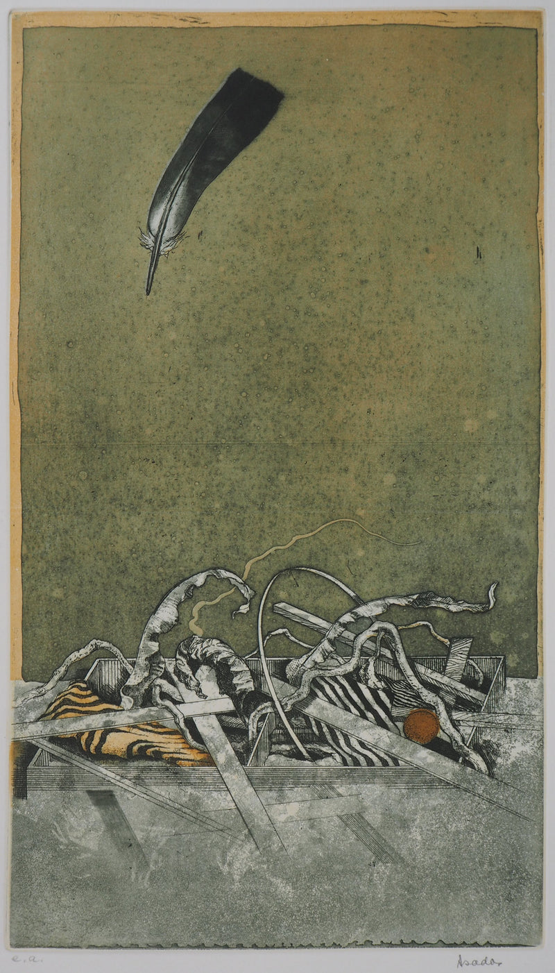 Hiroshi ASADA : Le ciel et la plume - Gravure