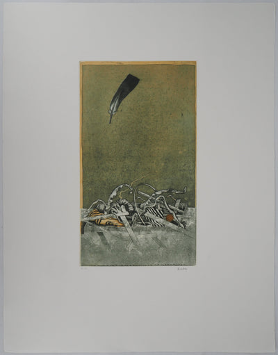 Hiroshi ASADA : Le ciel et la plume - Gravure (détail)