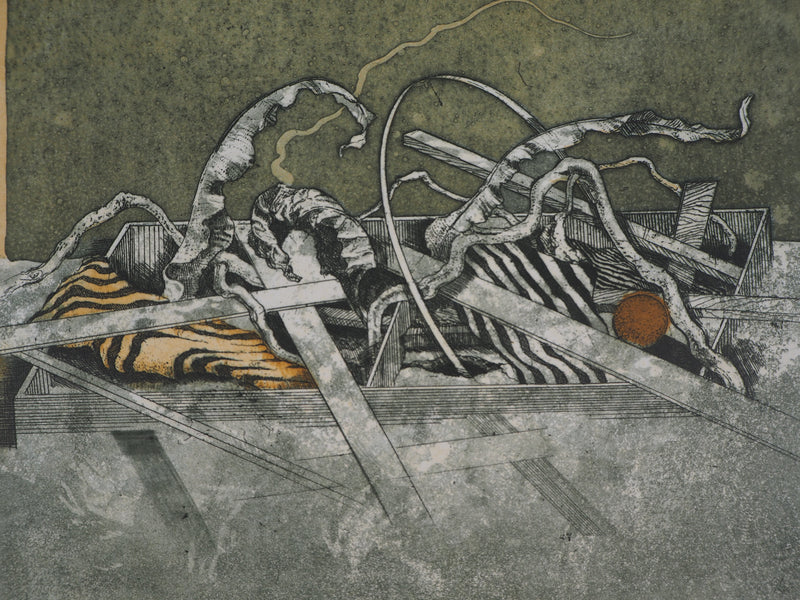 Hiroshi ASADA : Le ciel et la plume - Gravure (détail)