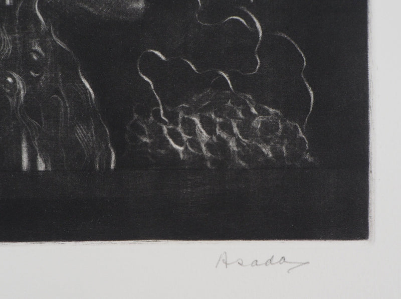 Hiroshi ASADA : Les gardiennes de la nature - Gravure (détail)