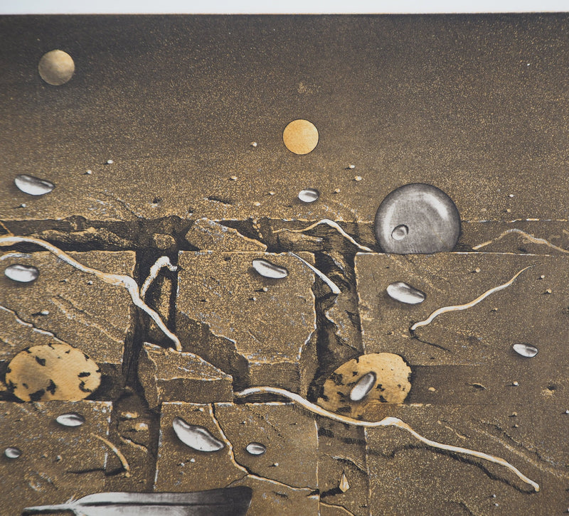Hiroshi ASADA : Pavement couvert de rosée - Gravure (détail)