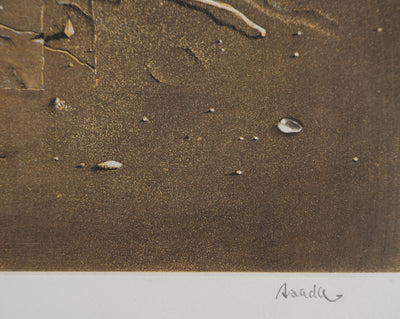 Hiroshi ASADA : Pavement couvert de rosée - Gravure (détail)